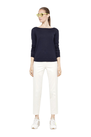 Contrast Back Zip Wool Knit Sweater