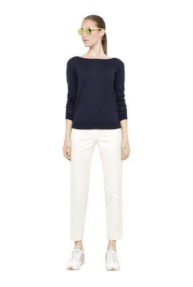 Contrast Back Zip Wool Knit Sweater